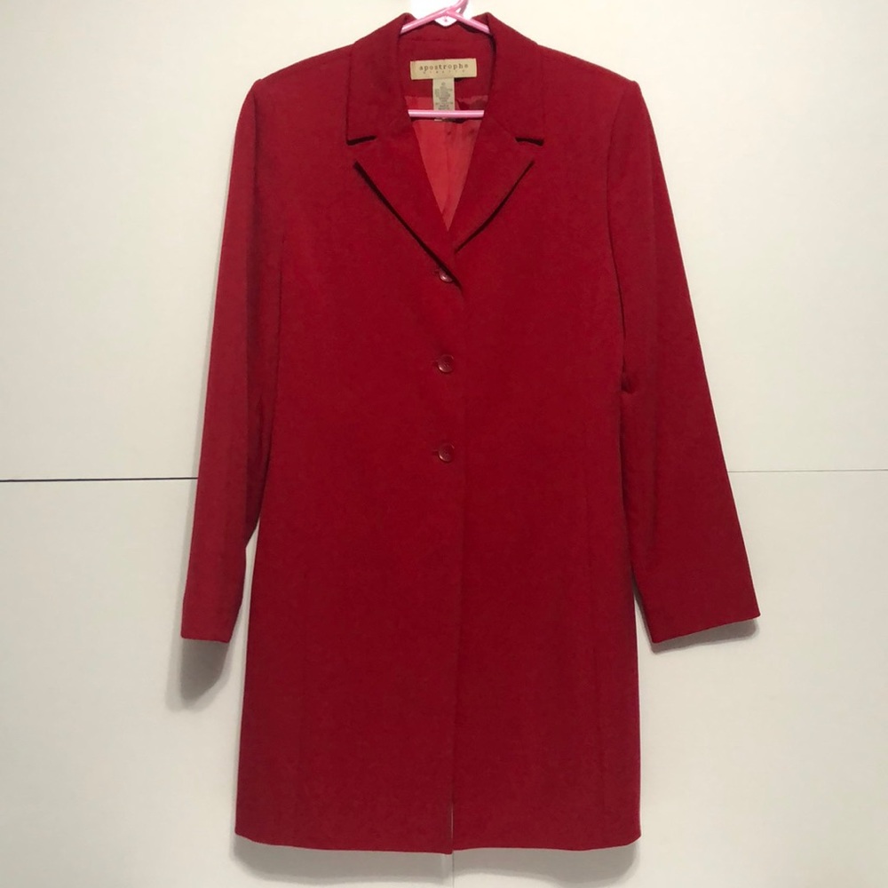 Apostrophe stretch size 10 blazer long jacket red